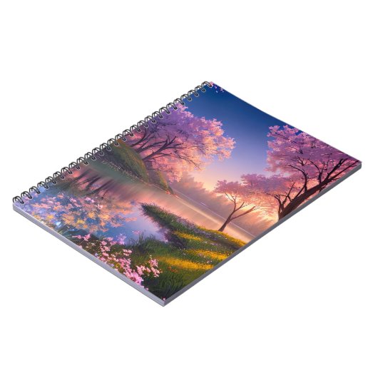 Zonsondergang en Kersenbloesems Notitieboek (Linkerzijde)