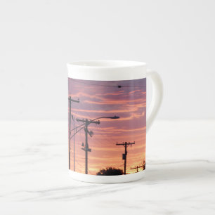 Zonsondergang en Lamp berichten Porselein Kop