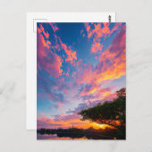 Zonsondergang en Levendige Wolken Dansen over de S Briefkaart (Voorkant / Achterkant)