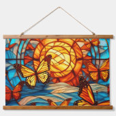 Zonsondergang en monarchvlinders hangend wandkleed (Voorkant)