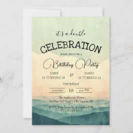 Zonsondergang en Mountain Hills Dubbele Verjaardag Kaart