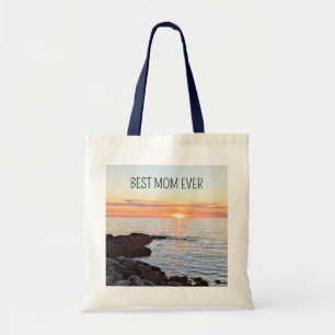Zonsondergang en oceaanfoto Beste moeder ooit Tote Bag