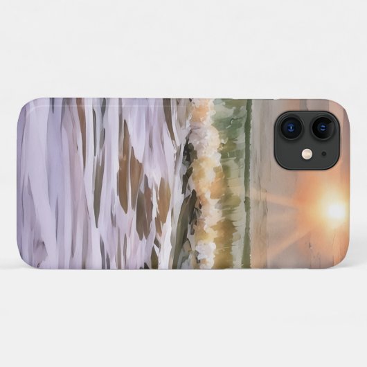 Zonsondergang en Ocean Waves Art Phone Case (Achterkant (horizontaal))