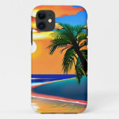 Zonsondergang en Palm Trees Silhouetten Case-Mate iPhone Case (Achterkant)