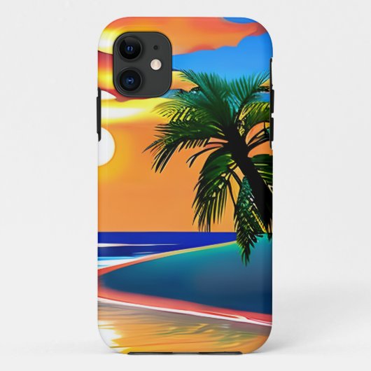 Zonsondergang en Palm Trees Silhouetten Case-Mate iPhone Case (Achterkant)