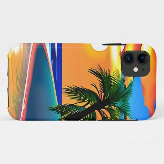 Zonsondergang en Palm Trees Silhouetten Case-Mate iPhone Case (Achterkant (horizontaal))
