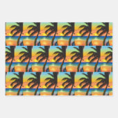 Zonsondergang en Palm Trees Silhouetten Inpakpapier Vel (Voorkant 3)