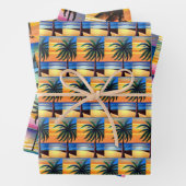 Zonsondergang en Palm Trees Silhouetten Inpakpapier Vel (In situ)