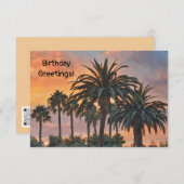 Zonsondergang en Palmbomen Flat Verjaardag Kaart (Voorkant / Achterkant)