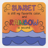 Zonsondergang en Rainbow Square Stickers (Voorkant)
