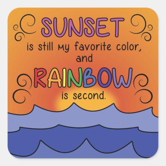 Zonsondergang en Rainbow Square Stickers (Voorkant)