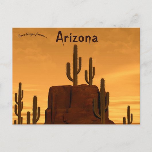 Zonsondergang en Rock Cactussen in Sedona, Arizona Briefkaart (Voorkant)