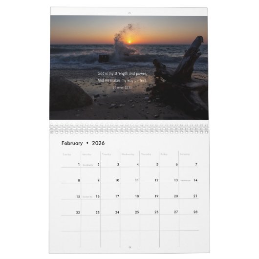 Zonsondergang en Schrift Kalender (Feb 2026)