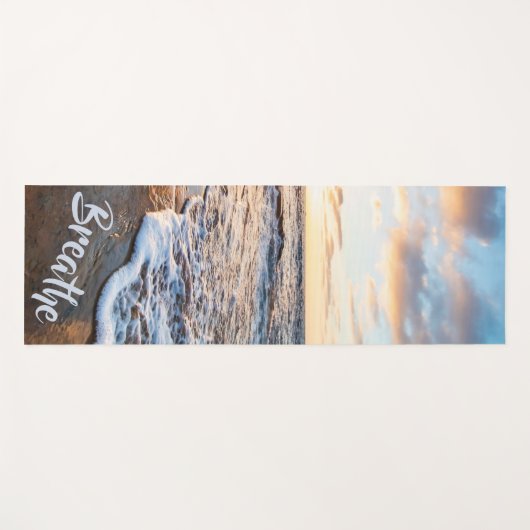 zonsondergang en strand met mantra yogamat (Voorkant (horizontaal))