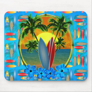 Zonsondergang en Surfplanken Muismat