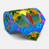 Zonsondergang en Surfplanken Stropdas (Opgerold)