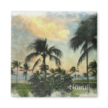 Zonsondergang en tropische bomen