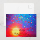 Zonsondergang en verspreide harten valentijn briefkaart (Voorkant / Achterkant)
