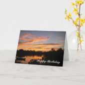 Zonsondergang en Wenskaart van de Verjaardag van Kaart (Gele Bloem)
