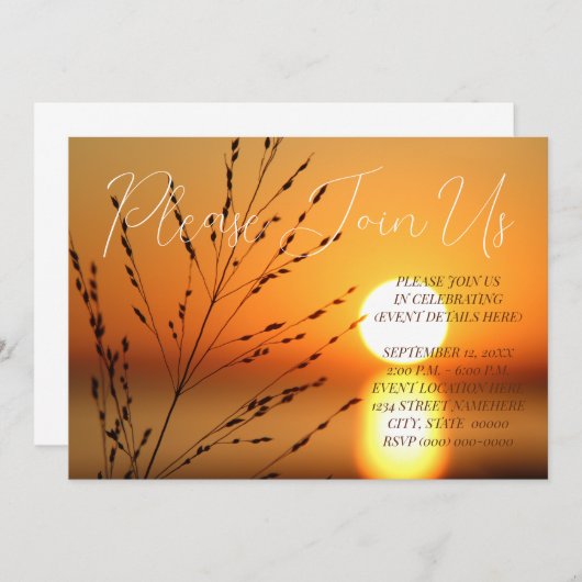 Zonsondergang Evenement Kaart (Voorkant / Achterkant)