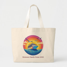Zonsondergang Familie Naam Vakantie Cruise Schip A Grote Tote Bag