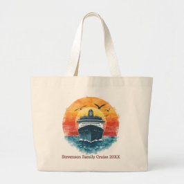 Zonsondergang Familie Naam Vakantie Cruise Schip A Grote Tote Bag