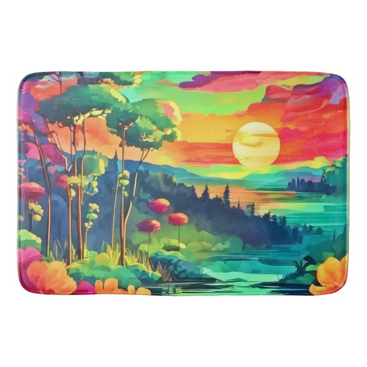 Zonsondergang Fantasie Landschap Badmat (Voorkant)