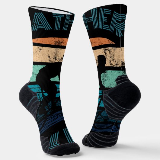 Zonsondergang Fietser Retro Design Sokken (Gebogen)