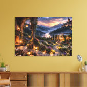 Zonsondergang Fireside Terras Ingepakt Canvas Afdruk (Insitu (Woonkamer))