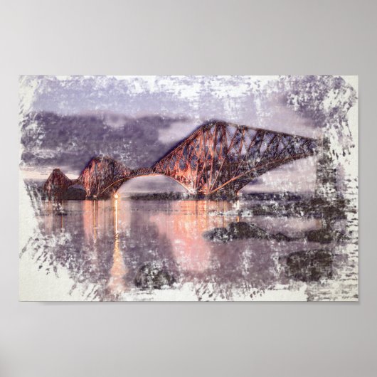Zonsondergang Firth of Forth spoorbrug Poster (Voorkant)