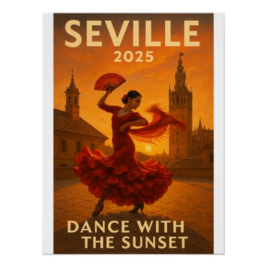 Zonsondergang Flamenco in Sevilla Perfect Poster (Voorkant)