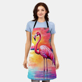 Zonsondergang Flamingo Kunstontwerp Schort (Gedragen)