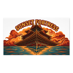 Zonsondergang Fort Wooden Schip Epische Foto Vergr Afdruk