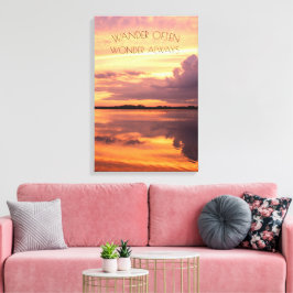 Zonsondergang Foto Decor over Water met Quote Canvas Afdruk