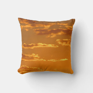Zonsondergang Foto Helder Oranje Gele Wolkenlucht Kussen