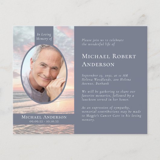 Zonsondergang Foto Herdenking van het Leven Herden (Voorkant)