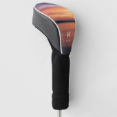 Zonsondergang foto met aangepaste monogram en naam golfheadcover (Schuin)