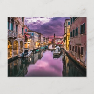 Zonsondergang foto van Italiës Venetiaanse kanalen Briefkaart