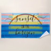 Zonsondergang Geel Roze Blauwe Aquarel Strepen