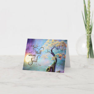 Zonsondergang gele bonsai Het is goed kaart