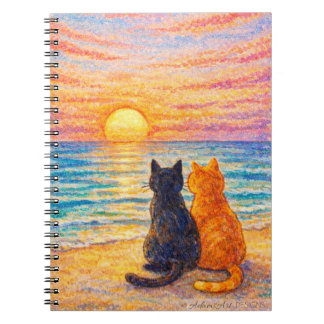 Zonsondergang Gezellen Katten Zeezicht Notitieboek