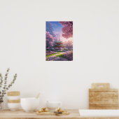 Zonsondergang gloed bij de Japanse tempel Poster (Keuken)