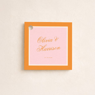 Zonsondergang Gloed Roze Oranje Script Trouwgunstl Bedankjes Labels