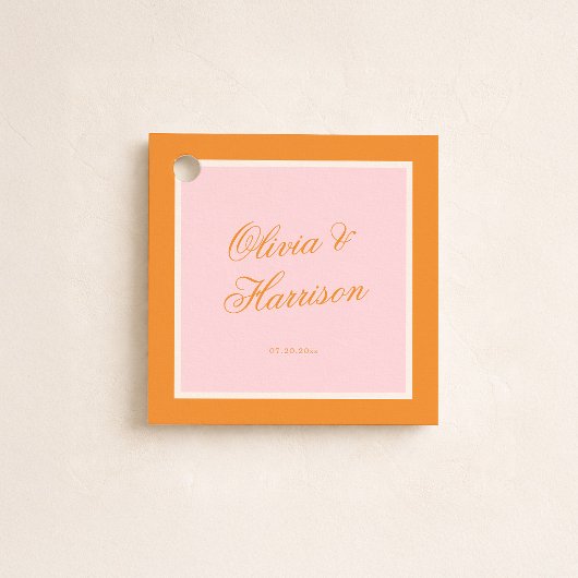 Zonsondergang Gloed Roze Oranje Script Trouwgunstl Bedankjes Labels