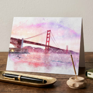 Zonsondergang Golden Gate Bridge Pastel in San Fra Bedankkaart