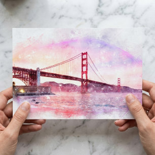 Zonsondergang Golden Gate Bridge Pastel in San Fra Briefkaart