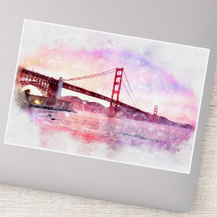Zonsondergang Golden Gate Bridge Pastel in San Fra Sticker