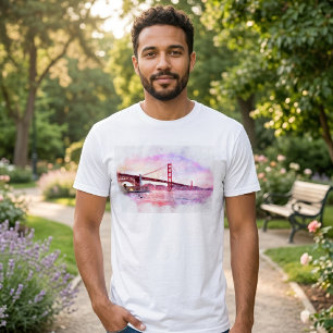 Zonsondergang Golden Gate Bridge Pastel in San Fra T-shirt