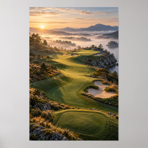Zonsondergang Golfbaan Landschapsmuur Kunst – Kust Poster