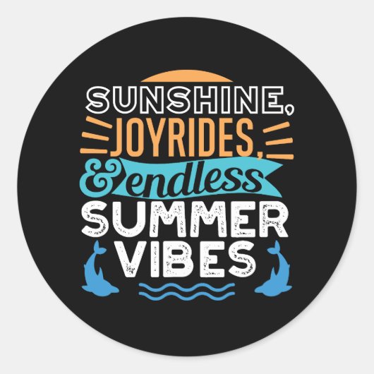 Zonsondergang Golven & Zomer Avonturen - Cool Summ Ronde Sticker (Voorkant)